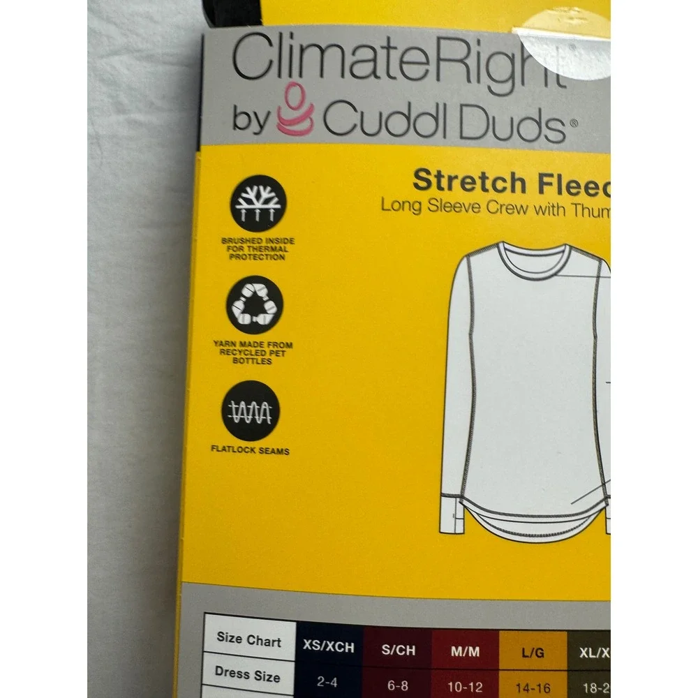 ClimateRight by Cuddl‎ Duds Womens Stretch Fleece Base Layer Set Black XS New